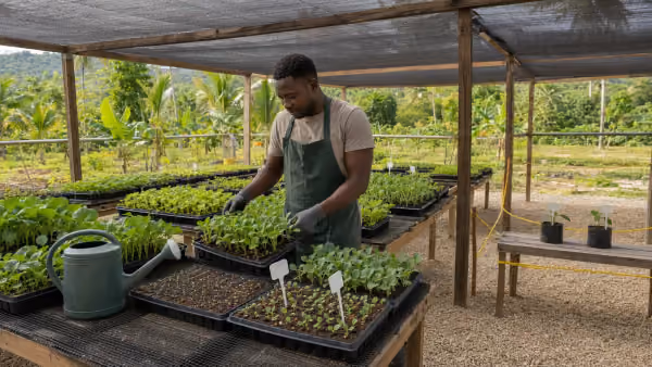 Imaj pou gid: Kijan Pou Fè yon Pepinyè — Depi Grenn Rive Transplante